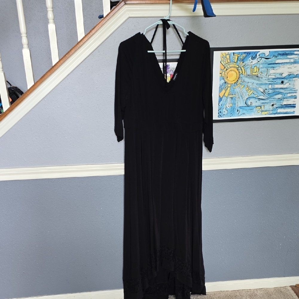 Torrid Black V-Neck Gown 3/4 Sleeve Cocktail Dress
